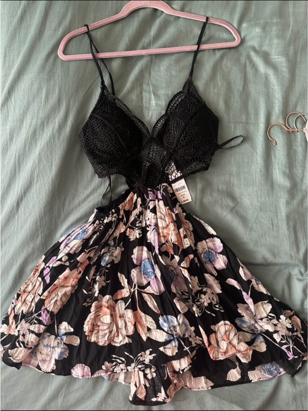 NWT floral romper with built-in bra cups